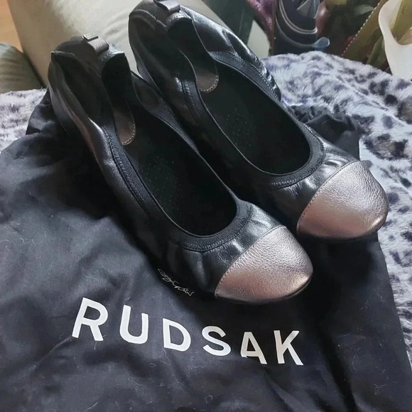 RUDSAK |  Leather Ballerina Flats Black and Silver - Picture 1 of 10